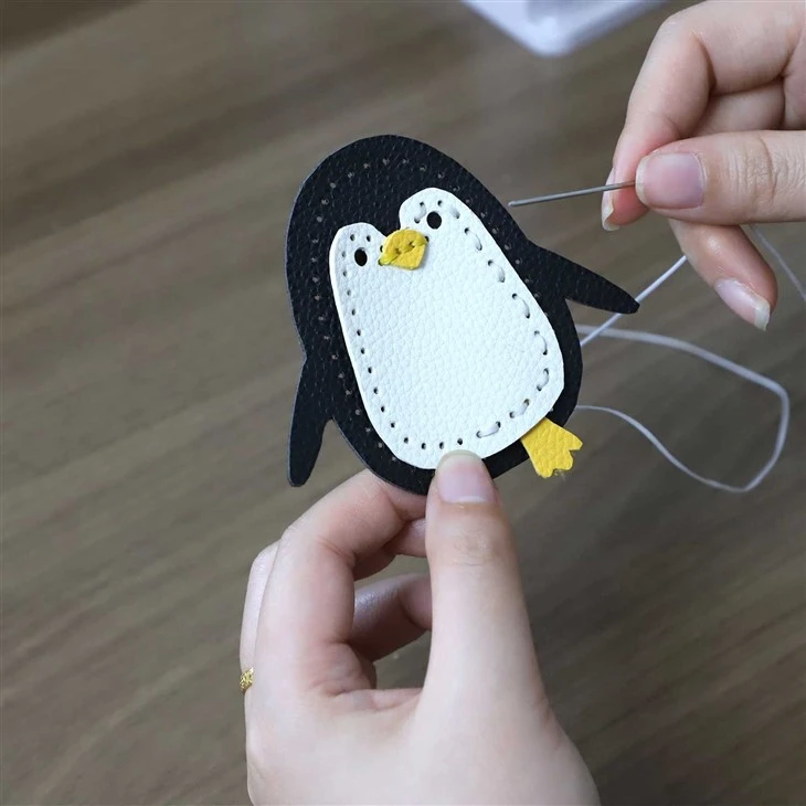 Penguin Homemade Leather Keychain