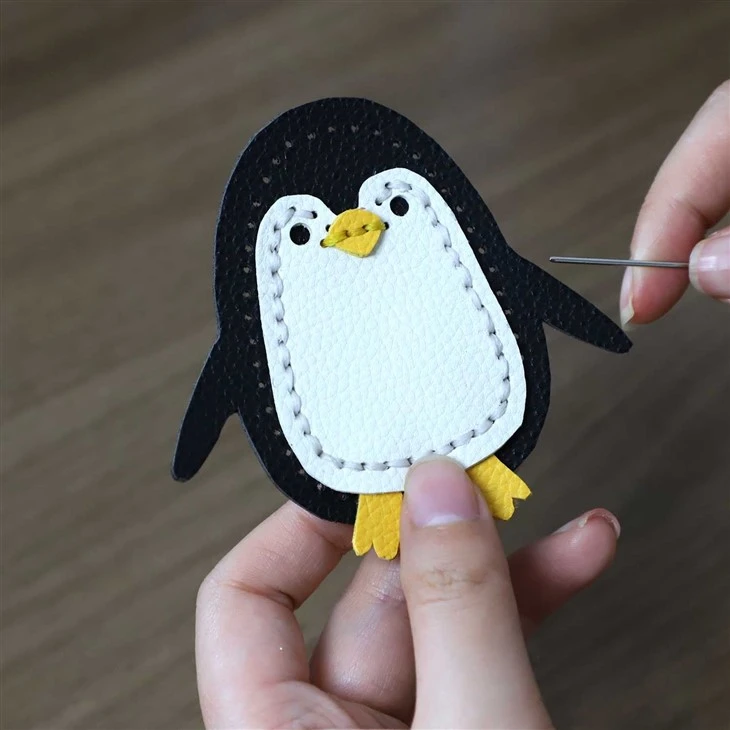 Penguin Homemade Leather Keychain