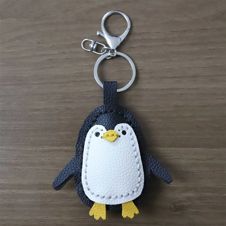 Penguin Homemade Leather Keychain